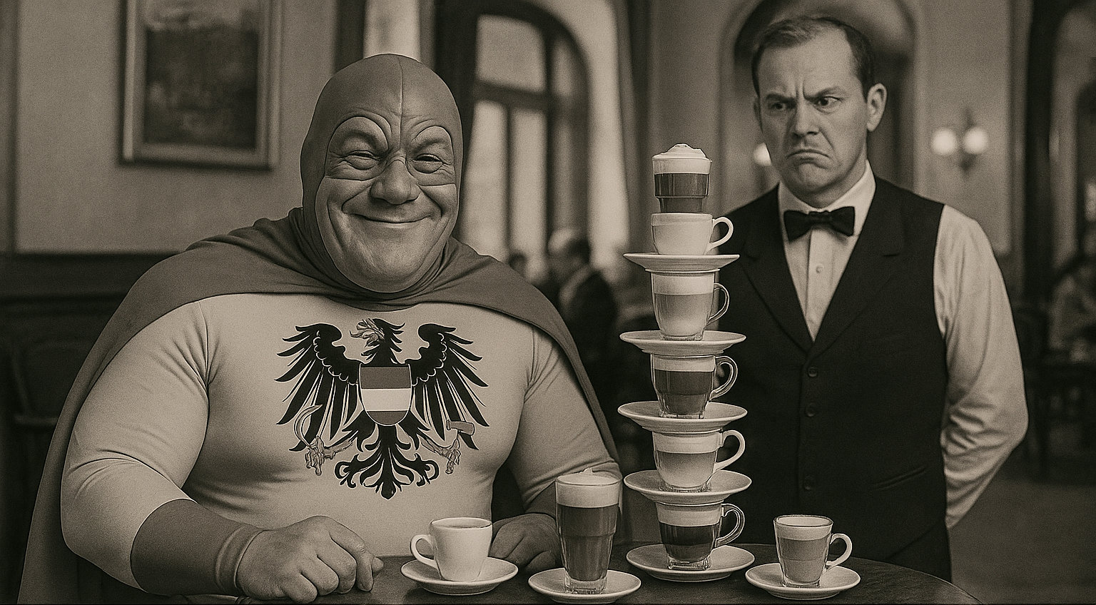 Austriaman bestellt im Kaffehaus