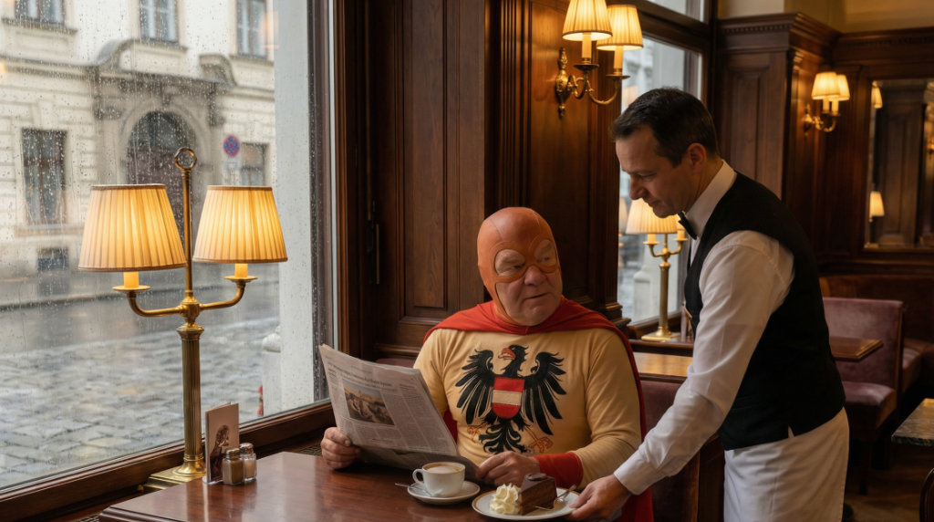 Austriaman im Wiener Kaffeehaus