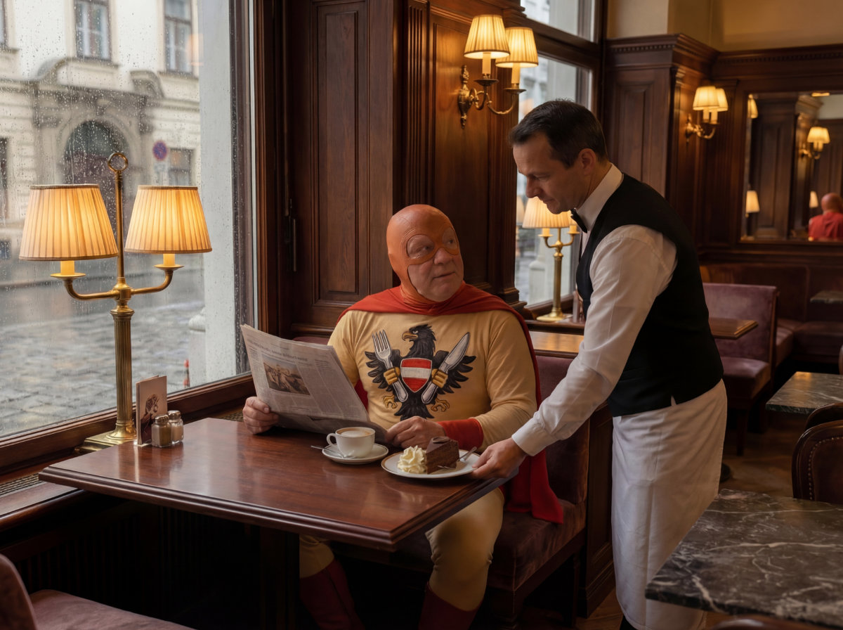 Austriaman im Kaffeehaus