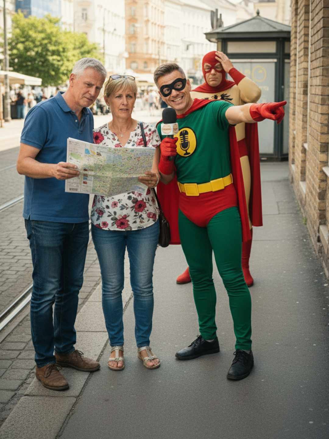 Andy Knöll zeigt Touristen den Weg